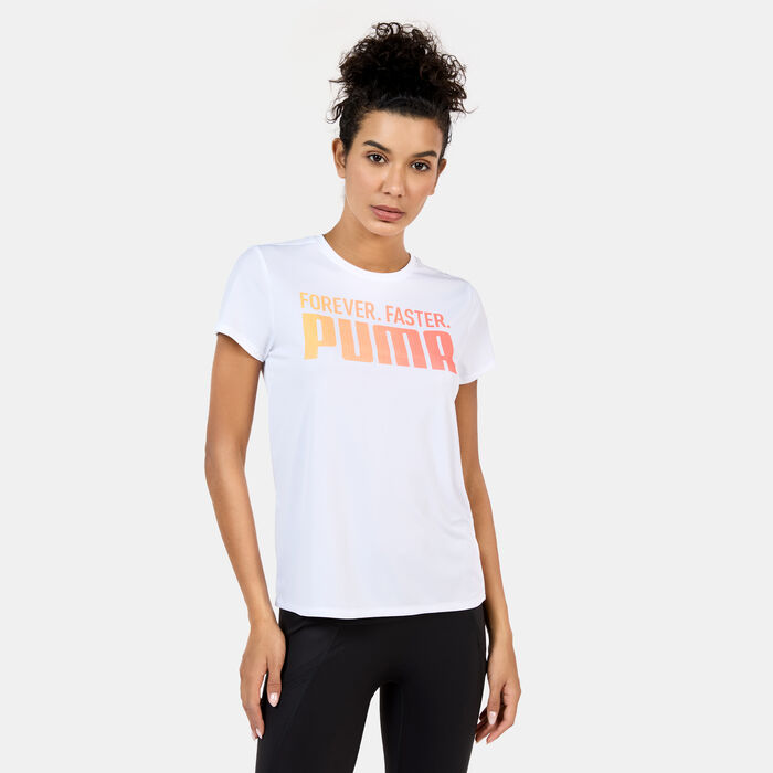 PUMA Women's Run Fav Graphic Running T-Shirt White PUMA Women's Run Fav Graphic Running T-Shirt White image number 0