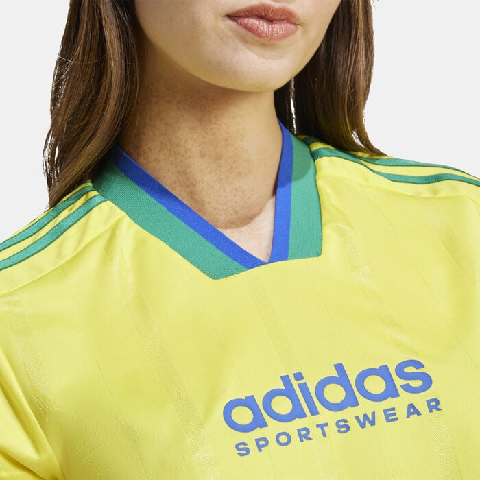 adidas Women's Tiro Cut 3-Stripes Cropped Jersey yellow adidas Women's Tiro Cut 3-Stripes Cropped Jersey yellow image number 3