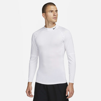 Nike Men's Pro Dri-FIT Fitness Mock-Neck Top White Nike Men's Pro Dri-FIT Fitness Mock-Neck Top White