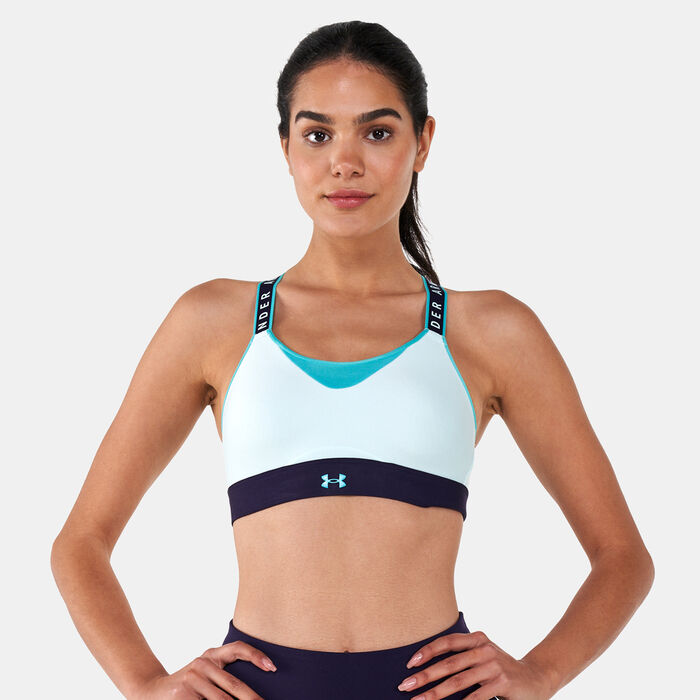 Under Armour Women's UA Infinity High Blocked Sports Bra Green Under Armour Women's UA Infinity High Blocked Sports Bra Green image number 0