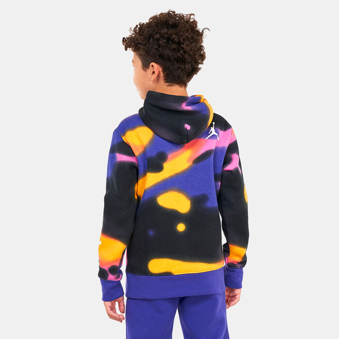 Jordan Kids' MJ MVP Allover Print Fleece Hoodie Purple image number 1