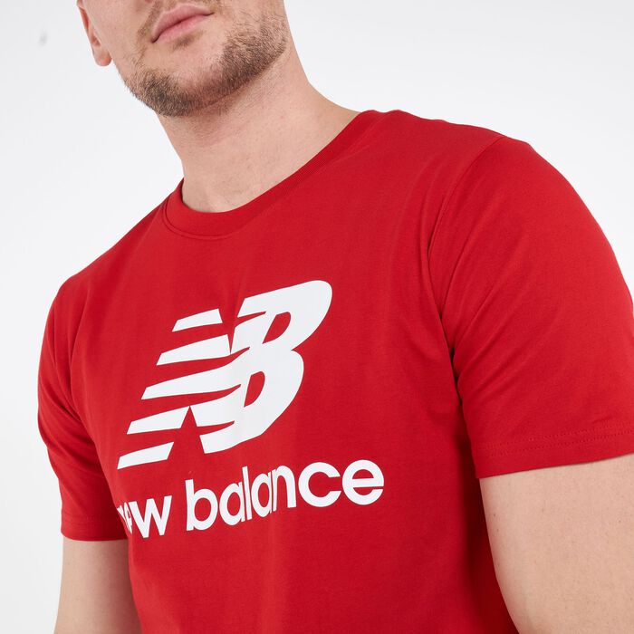 New Balance Men's Essentials Stacked Logo T-Shirt Red image number 3