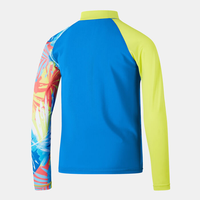 Speedo Kids' Printed Long Sleeve Swimming Rashguard Blue image number 1