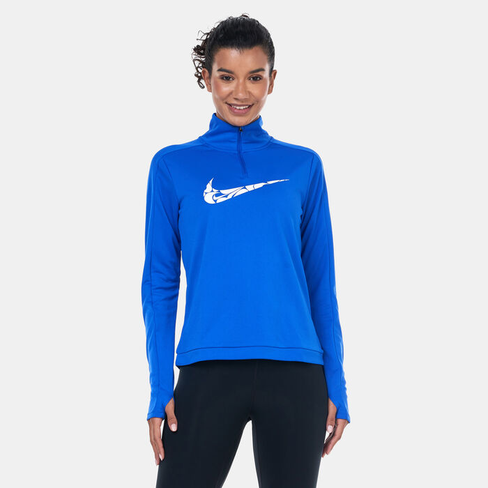 Nike Women's Swoosh Dri-FIT 1/4-Zip Mid Layer Blue Nike Women's Swoosh Dri-FIT 1/4-Zip Mid Layer Blue image number 0