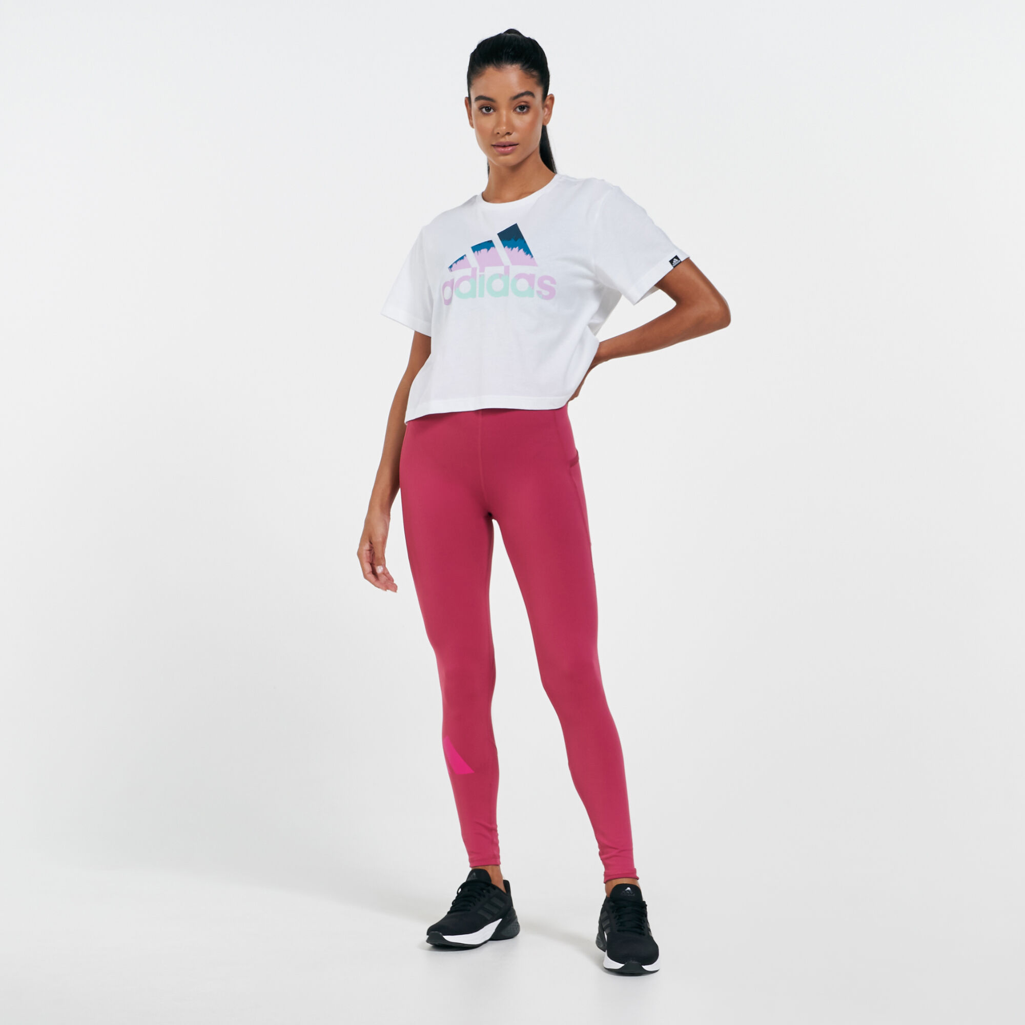 Women s TechFit Mid Rise Badge Of Sport Leggings Pink adidas in Qatar SSS