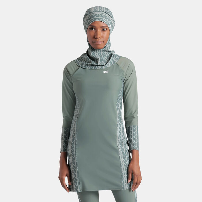 Arena Women's Modesty Allover Print Swimming Hijab Black image number 0