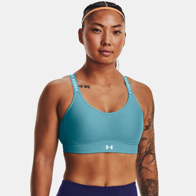 Under Armour Women's Infinity Mid Covered Medium-Support Training Sports Bra Blue