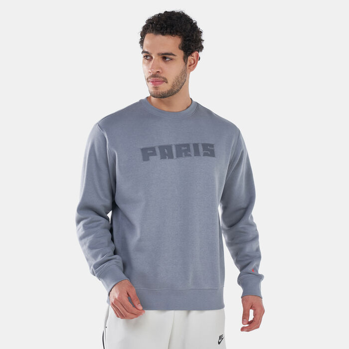 Nike Men's Paris Saint Germain Club Fleece Sweatshirt Grey Nike Men's Paris Saint Germain Club Fleece Sweatshirt Grey image number 0