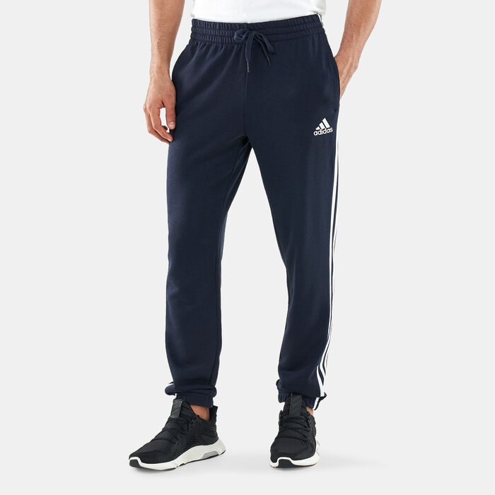adidas Men's Essentials French Terry Tapered 3-Stripes Pants Blue adidas Men's Essentials French Terry Tapered 3-Stripes Pants Blue image number 0