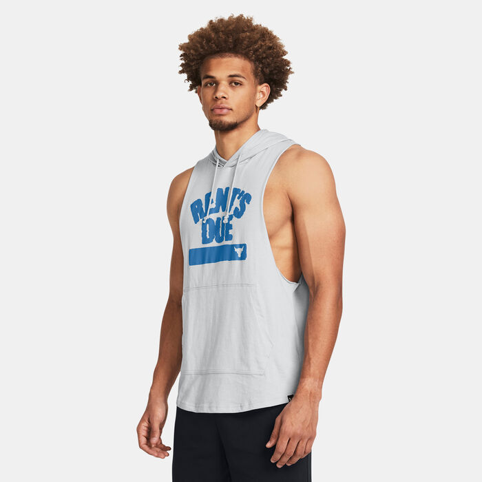Under Armour Men's Project Rock Rents Due Sleeveless Training Hoodie Grey Under Armour Men's Project Rock Rents Due Sleeveless Training Hoodie Grey image number 0