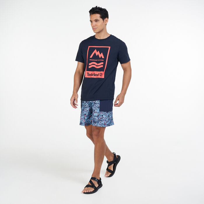 Timberland Men's YC Summer Stipple Allover Print Trail Shorts Blue Timberland Men's YC Summer Stipple Allover Print Trail Shorts Blue image number 2