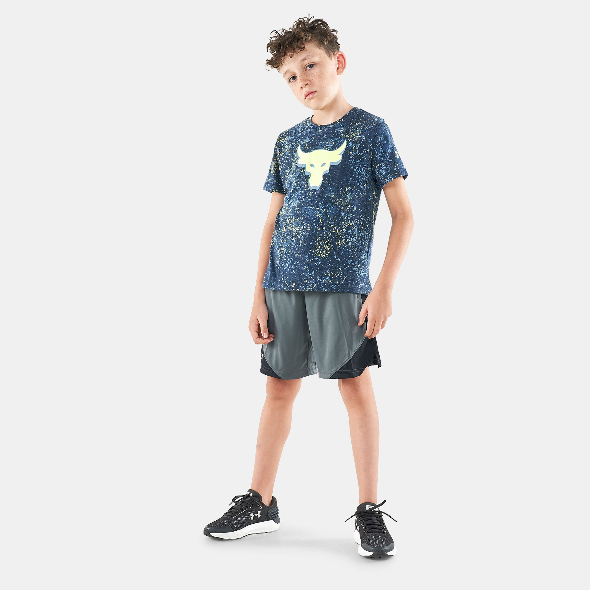 Kids UA Project Rock Camo T Shirt Black Under Armour in Qatar SSS