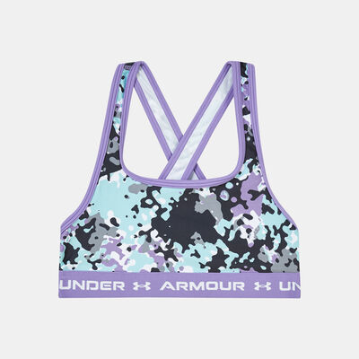 Under Armour Kids' Crossback Mid Printed Sports Bra Purple