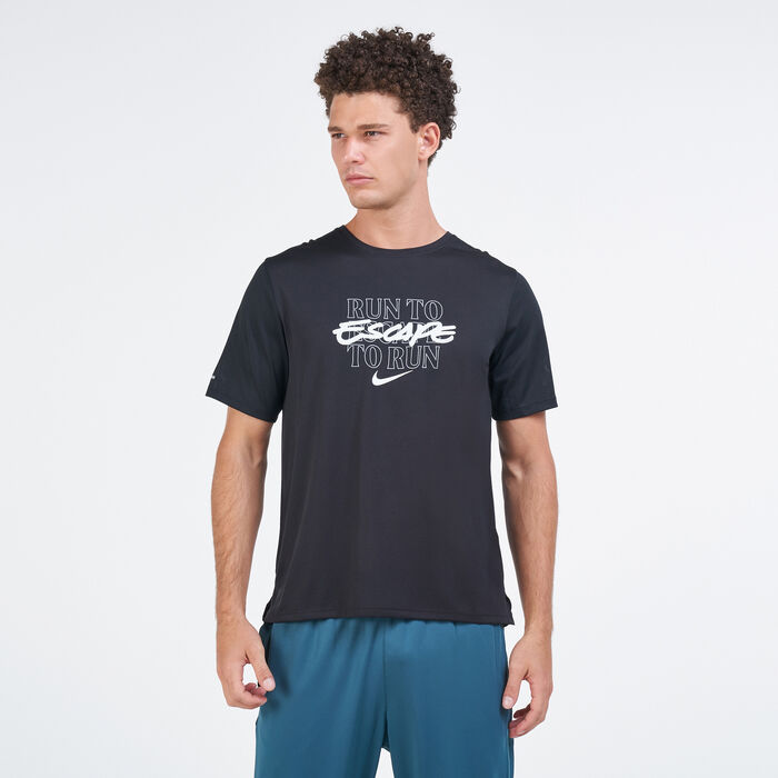 Nike Men's Dri-FIT Miler Wild Run T-Shirt Black Nike Men's Dri-FIT Miler Wild Run T-Shirt Black image number 0