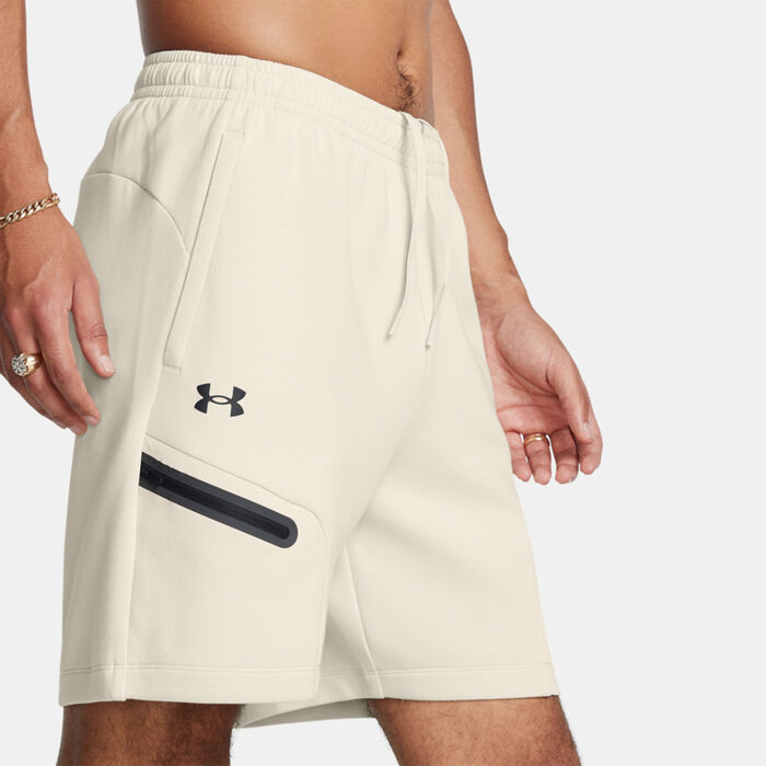 Under Armour Men's Unstoppable Fleece Shorts White image number 3