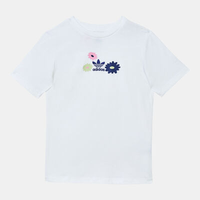 adidas Originals Kids' Flower Print T-Shirt White