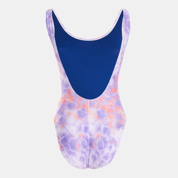 Speedo Women's Printed Logo Deep U-Back One-Piece Swimsuit Purple Speedo Women's Printed Logo Deep U-Back One-Piece Swimsuit Purple image number 1