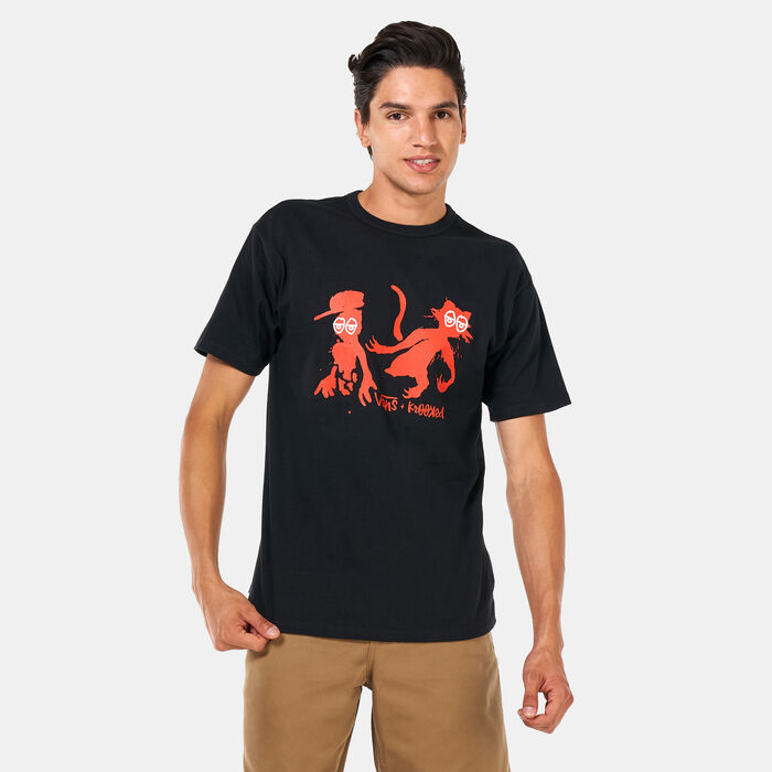Vans Men's Krooked By Natas For Ray Off The Wall Classic T-Shirt Black image number 0