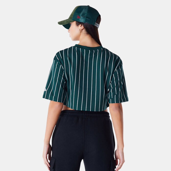 New Era Women's Pinstripe Crop Top Green image number 1