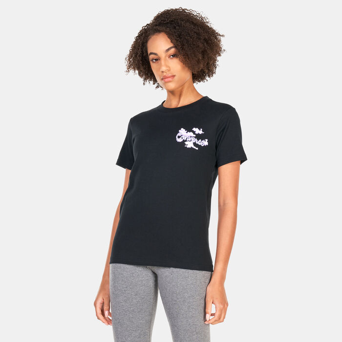 Converse Womens Seasonal Graphic Word Art T-Shirt Black Converse Womens Seasonal Graphic Word Art T-Shirt Black image number 0