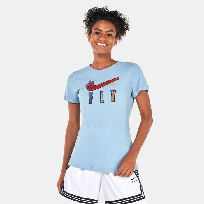 Nike Women's Dri-FIT Swoosh Fly T-Shirt Blue Nike Women's Dri-FIT Swoosh Fly T-Shirt Blue image number 0