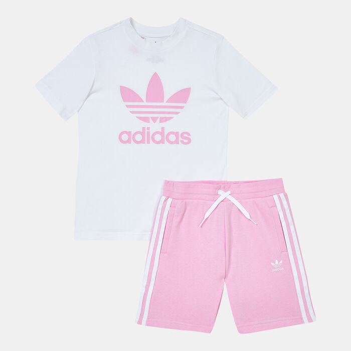 adidas Originals Kids' Adicolor Shorts And T-Shirt Set White adidas Originals Kids' Adicolor Shorts And T-Shirt Set White image number 0