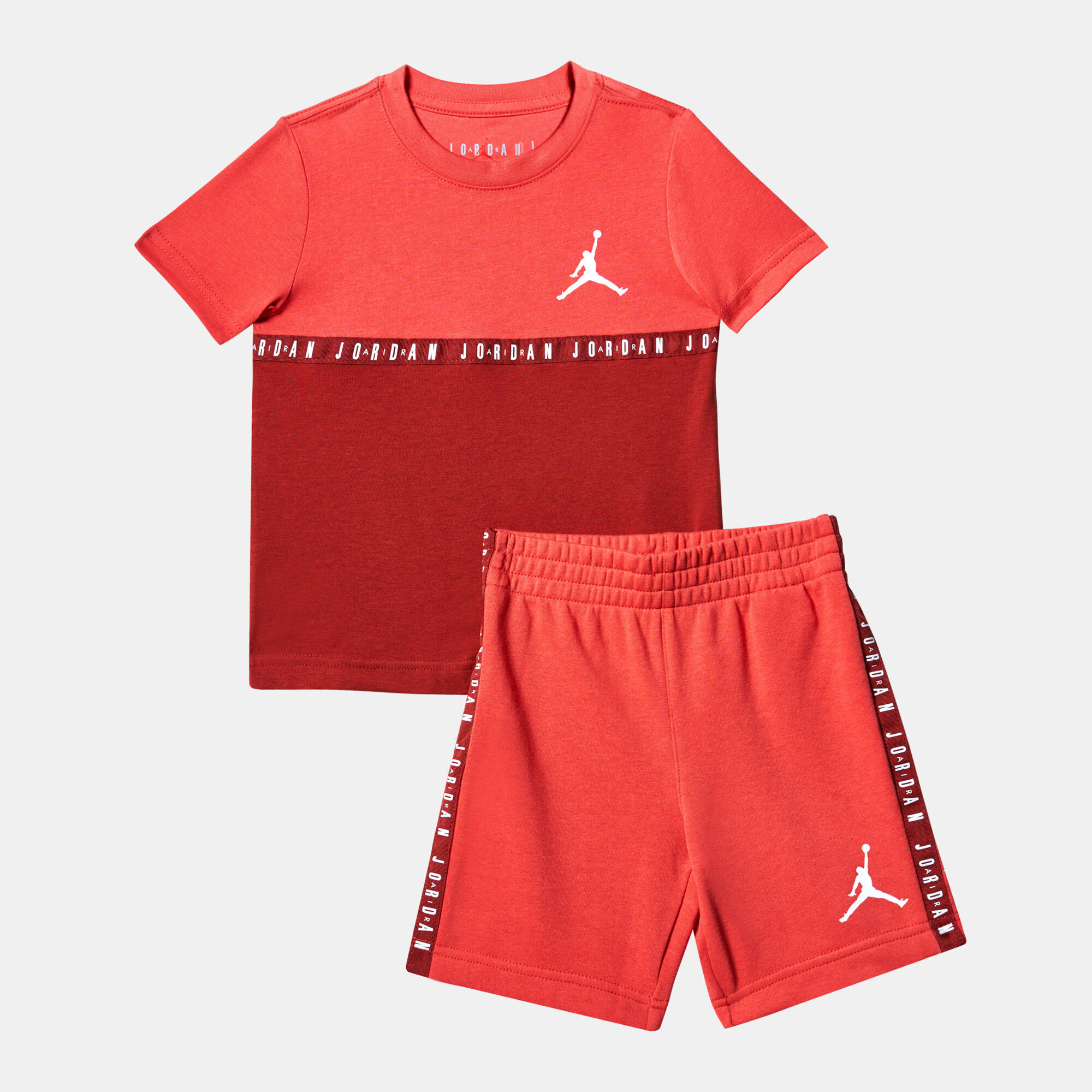 Kids Jumpman Blocked Taping T Shirt and Shorts Set Baby and Toddler Red Nike in Qatar SSS