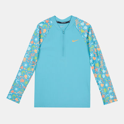 Nike Swim Kids' Long Sleeve Zip Hydroguard Green
