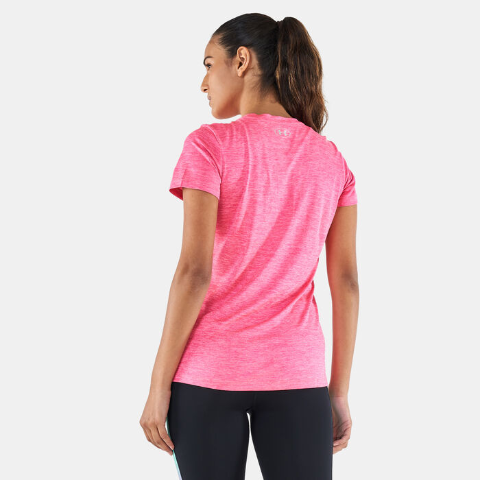 Under Armour Women's UA Tech™ Twist Training T-Shirt Pink Under Armour Women's UA Tech™ Twist Training T-Shirt Pink image number 1