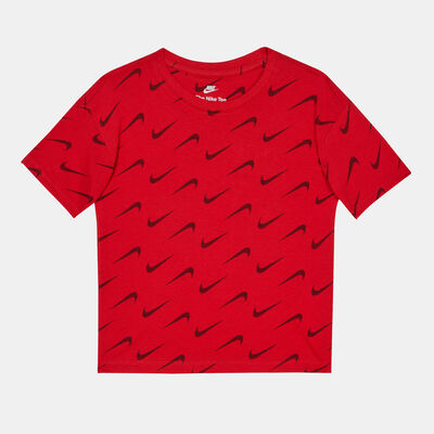 Nike Kids' Allover Swoosh Print T-Shirt Red
