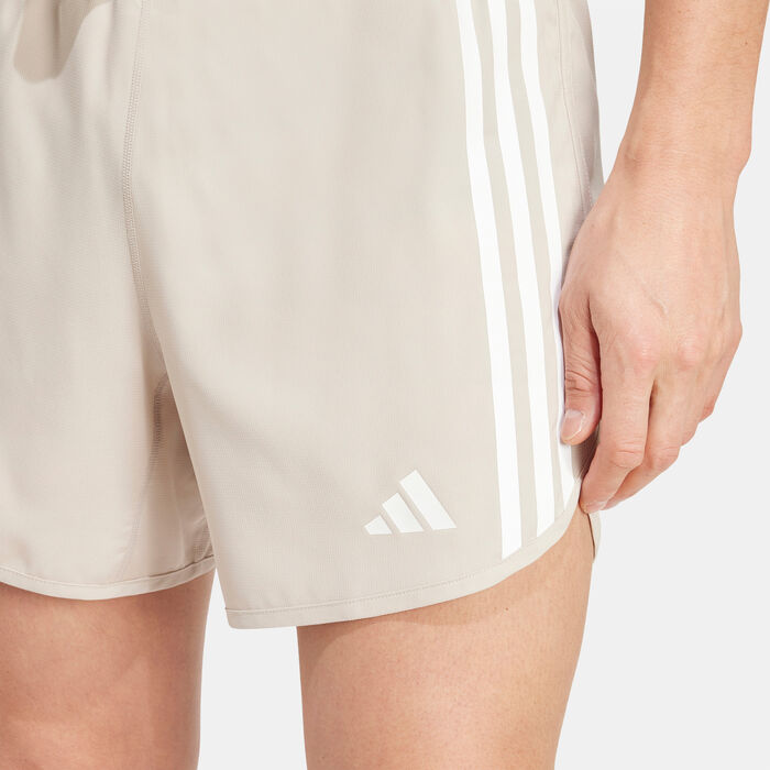 adidas Men's Own The Run 3-Stripes Shorts Beige image number 4