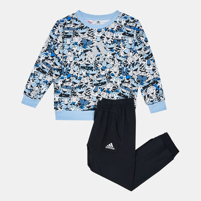 adidas Kids' Graphic All Over Print Sweatshirt And Sweatpants Set Blue