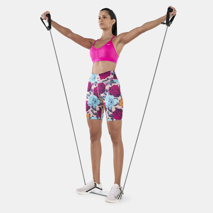 Nike Women's One Dri-FIT Icon Clash Allover Print 7-Inch Shorts Red image number 2