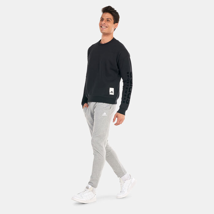 adidas Men's Essentials Single Jersey Tapered Open Hem Pants Grey adidas Men's Essentials Single Jersey Tapered Open Hem Pants Grey image number 2