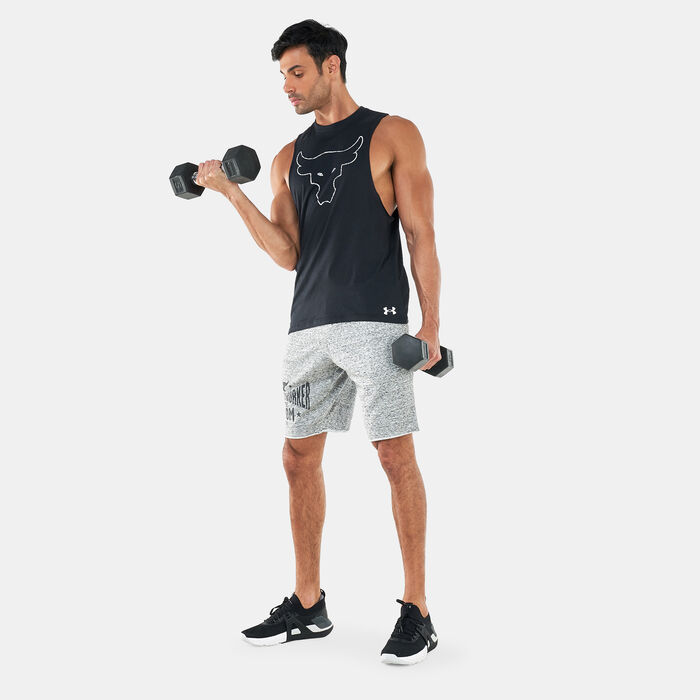 Under Armour Men's UA Project Rock Terry Shorts White Under Armour Men's UA Project Rock Terry Shorts White image number 2