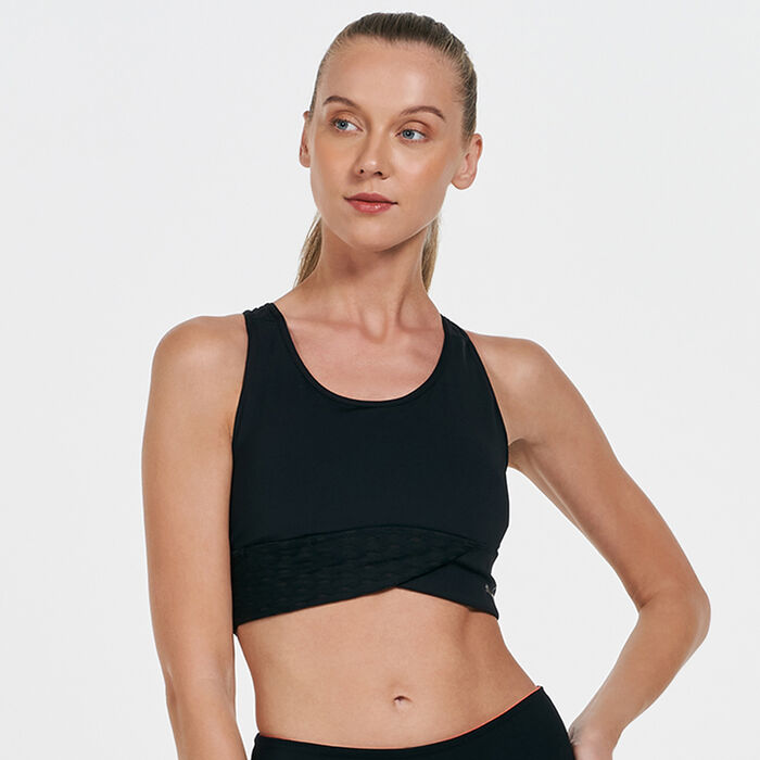 PUMA Women's Flawless Mid Impact Sports Bra Black PUMA Women's Flawless Mid Impact Sports Bra Black image number 0