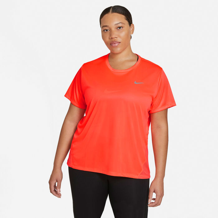 Nike Women's Miler Running T-Shirt (Plus Size) Orange image number 0