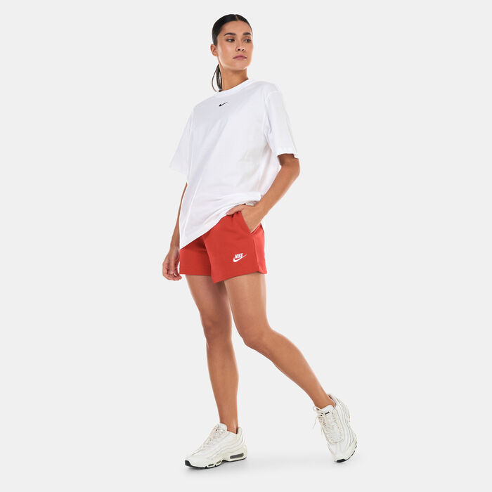 Nike Women's Sportswear Club Fleece Mid-Rise Shorts Red Nike Women's Sportswear Club Fleece Mid-Rise Shorts Red image number 2
