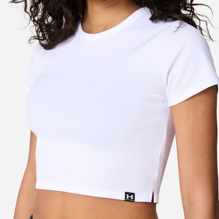 Under Armour Women's Rival Rib Baby T-Shirt White image number 3