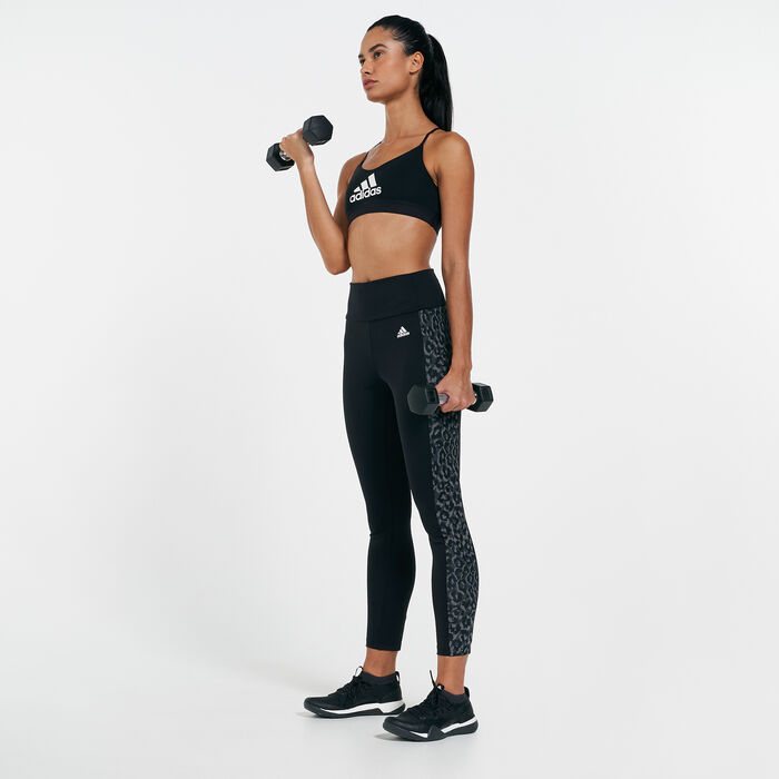 adidas Women's AEROREADY Designed 2 Move Leopard Print Leggings Black adidas Women's AEROREADY Designed 2 Move Leopard Print Leggings Black image number 2