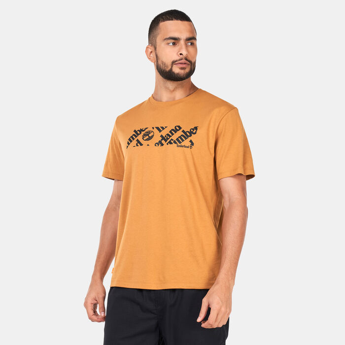 Timberland Men's Linear Logo Print T-Shirt yellow Timberland Men's Linear Logo Print T-Shirt yellow image number 0