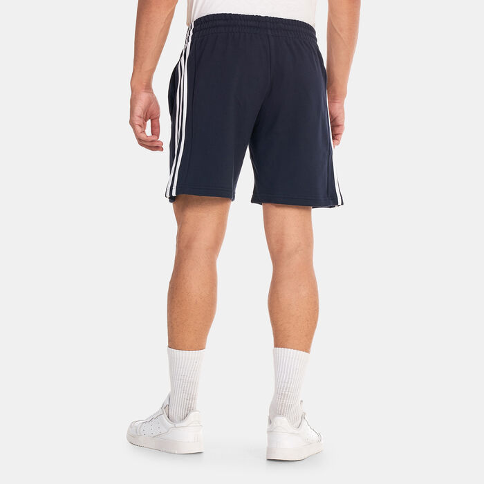 adidas Men's Essentials French Terry 3-Stripes Shorts Blue adidas Men's Essentials French Terry 3-Stripes Shorts Blue image number 1
