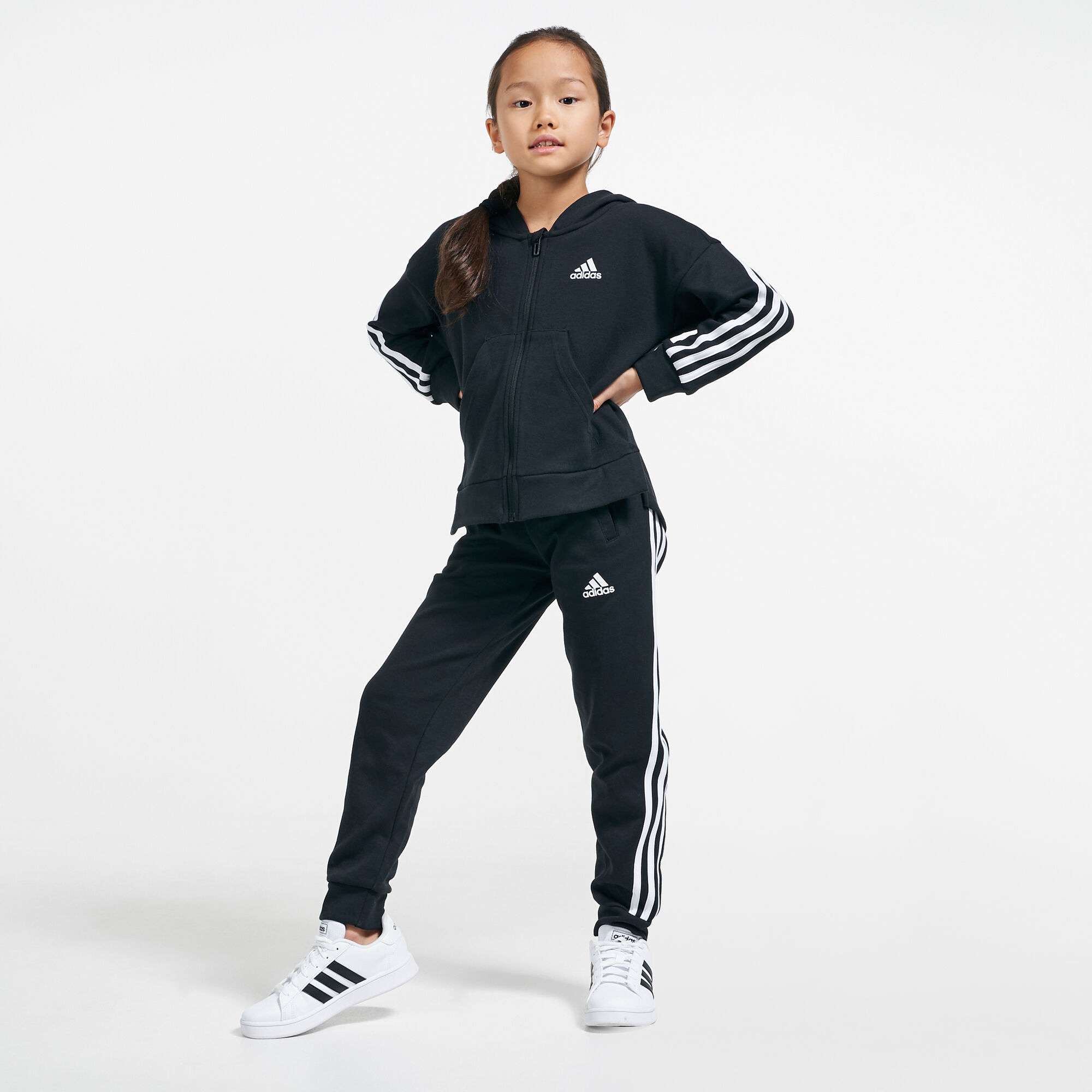 Kids' 3-Stripes Full-Zip Hoodie Black adidas in Qatar -SSS Kids' 3-Stripes Full-Zip Hoodie Black adidas in Qatar -SSS