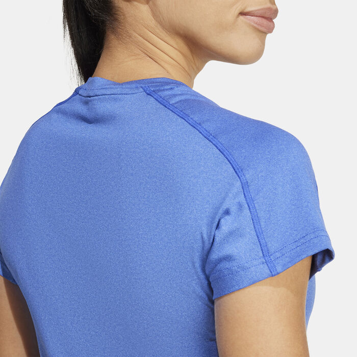 adidas Women's AEROREADY Train Essentials Minimal Branding V-Neck T-Shirt Blue image number 4