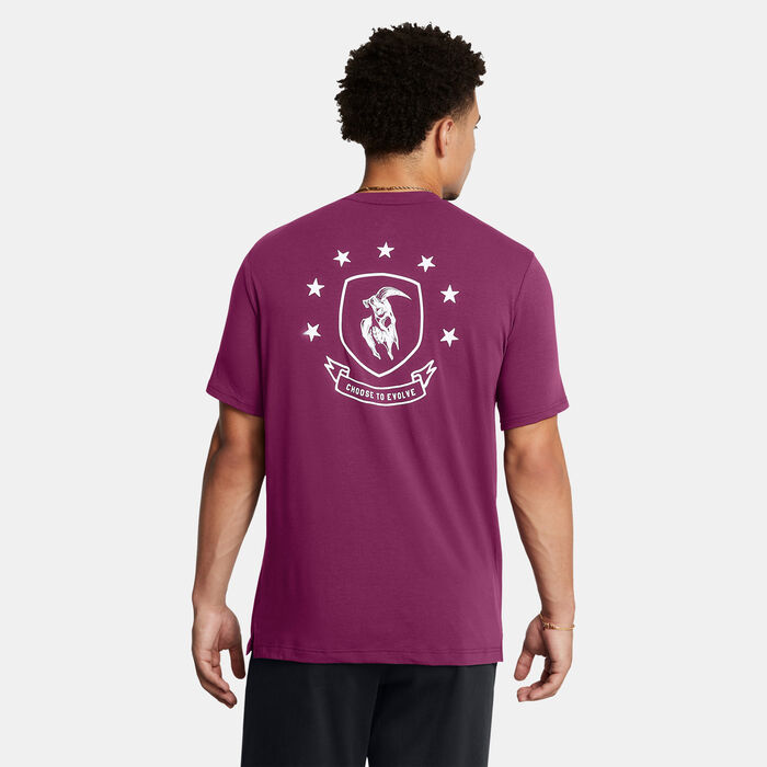 Under Armour Men's Project Rock Badge Of Honor Training T-Shirt Purple Under Armour Men's Project Rock Badge Of Honor Training T-Shirt Purple image number 1