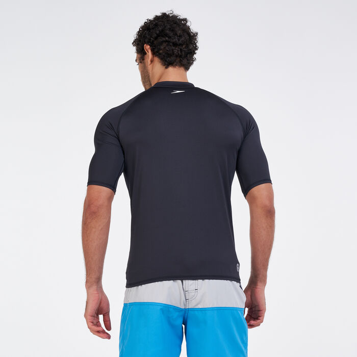 Speedo Men's Essential Rashguard Swimming T-Shirt Black Speedo Men's Essential Rashguard Swimming T-Shirt Black image number 1