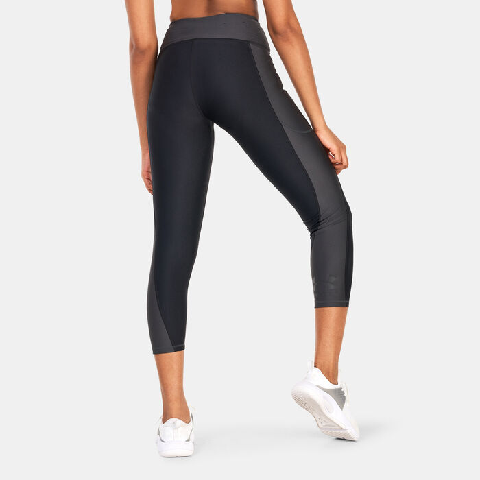 Under Armour Women's HeatGear® Armour Blocked Ankle Leggings Black Under Armour Women's HeatGear® Armour Blocked Ankle Leggings Black image number 1
