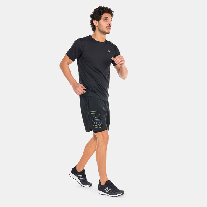 New Balance Men's Printed Accelerate Pacer 7-inch 2-in-1 Shorts Black New Balance Men's Printed Accelerate Pacer 7-inch 2-in-1 Shorts Black image number 2