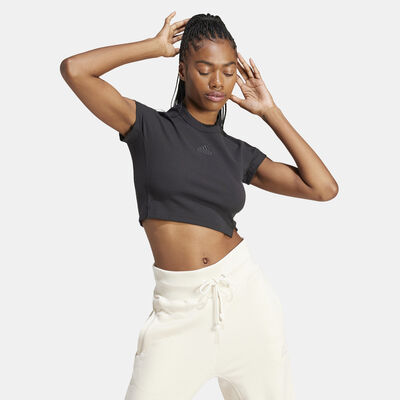 adidas Women's Lounge Ribbed Crop Top Black