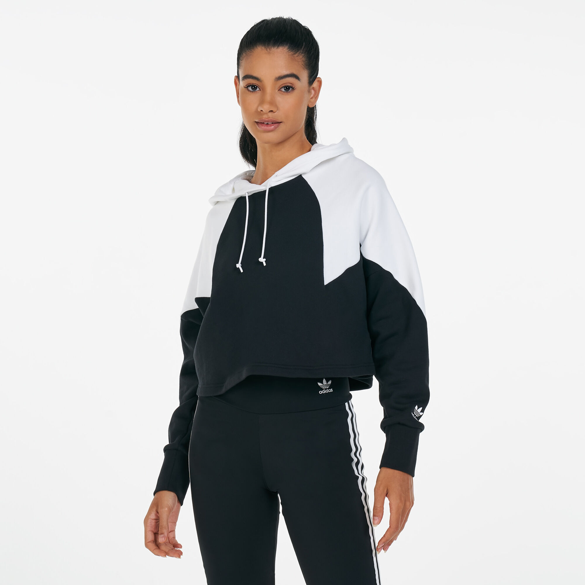 Women's adidas originals cropped large logo hoodi outlet
